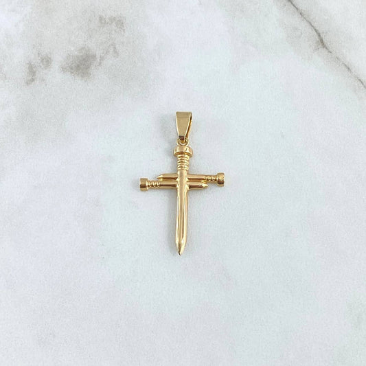 Dije Cruz Clavos 1.8gr / 3.6cm / Troquelado Oro Amarillo 18K