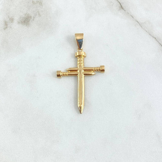 Dije Cruz Clavos 4gr / 5cm / Troquelado Oro Amarillo 18K