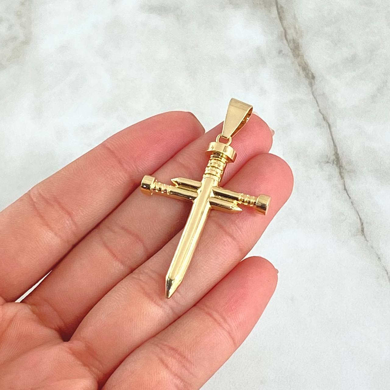 Dije Cruz Clavos 4gr / 5cm / Troquelado Oro Amarillo 18K