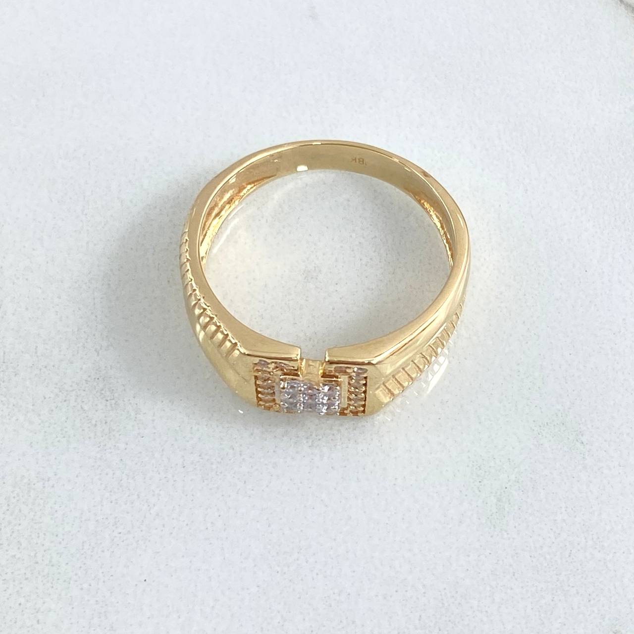 Vertebrated Belt Ring 5.05gr / T9 1/4 / White Zircons 18K Yellow Gold