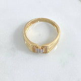 Vertebrated Belt Ring 5.05gr / T9 1/4 / White Zircons 18K Yellow Gold