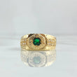 Striped Mosaic Ring 6.4gr / Size 9 3/4 / White Zircons - 18K Yellow Gold Green