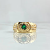 Striped Mosaic Ring 6.4gr / Size 9 3/4 / White Zircons - 18K Yellow Gold Green