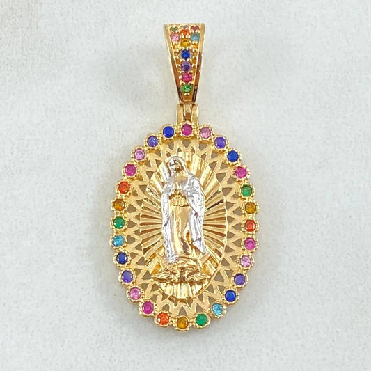 Dije Virgen De Guadalupe 4.35 g / 1 1/2 in Dos Oros Amarillo Blanco 18K
