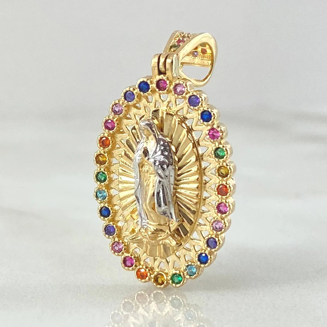 Dije Virgen De Guadalupe 4.35 g / 1 1/2 in Dos Oros Amarillo Blanco 18K