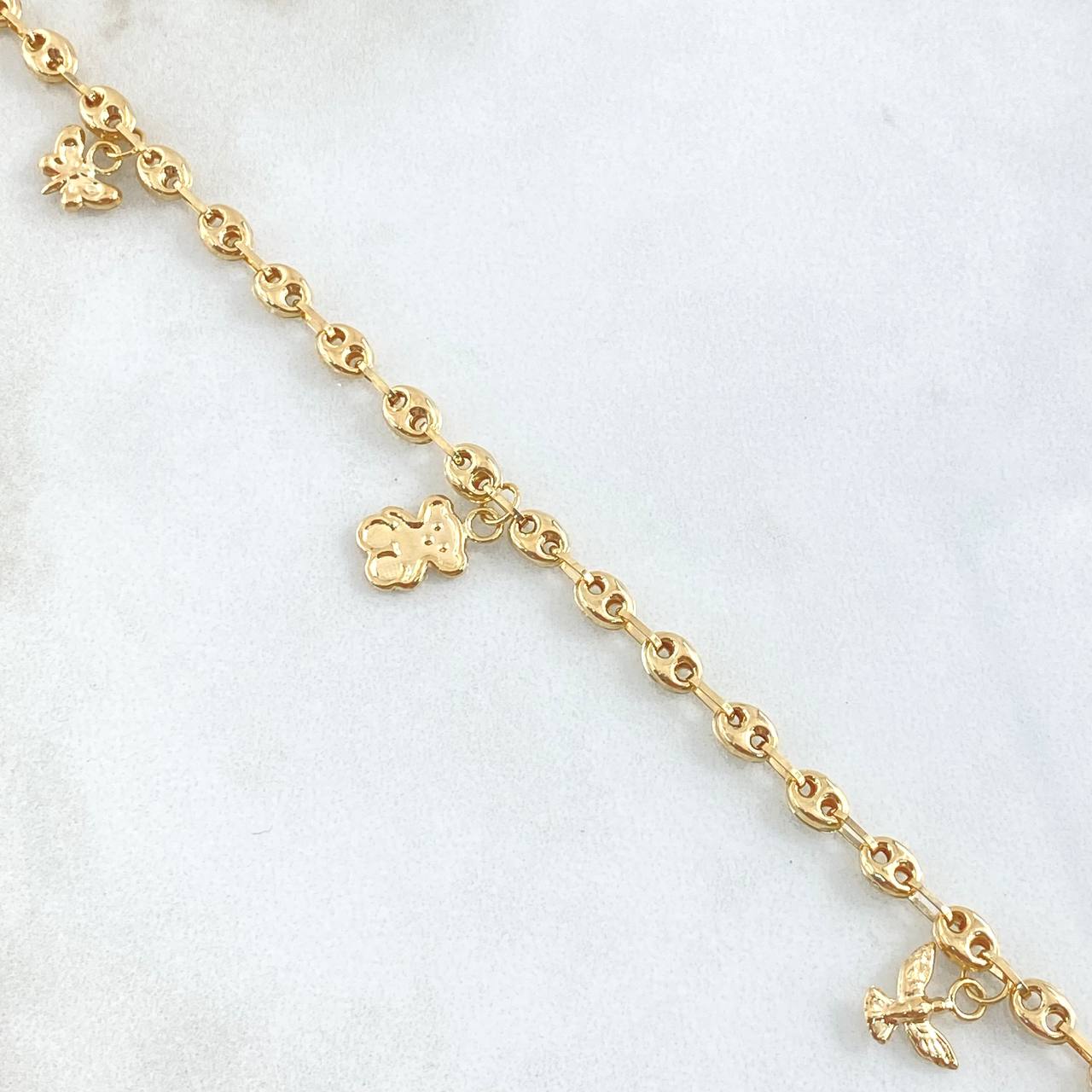 GC Calabrote Anklet 4.85gr / 24cm / Cat-Bear TS-Butterfly-Dolphin-Ladybug 18K Yellow Gold *