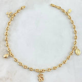 GC Calabrote Anklet 4.92gr / 24cm / Bear TS-Airplane-Ladybug-Virgen Milagrosa 18K Yellow Gold