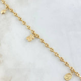 GC Calabrote Anklet 4.92gr / 24cm / Bear TS-Airplane-Ladybug-Virgen Milagrosa 18K Yellow Gold