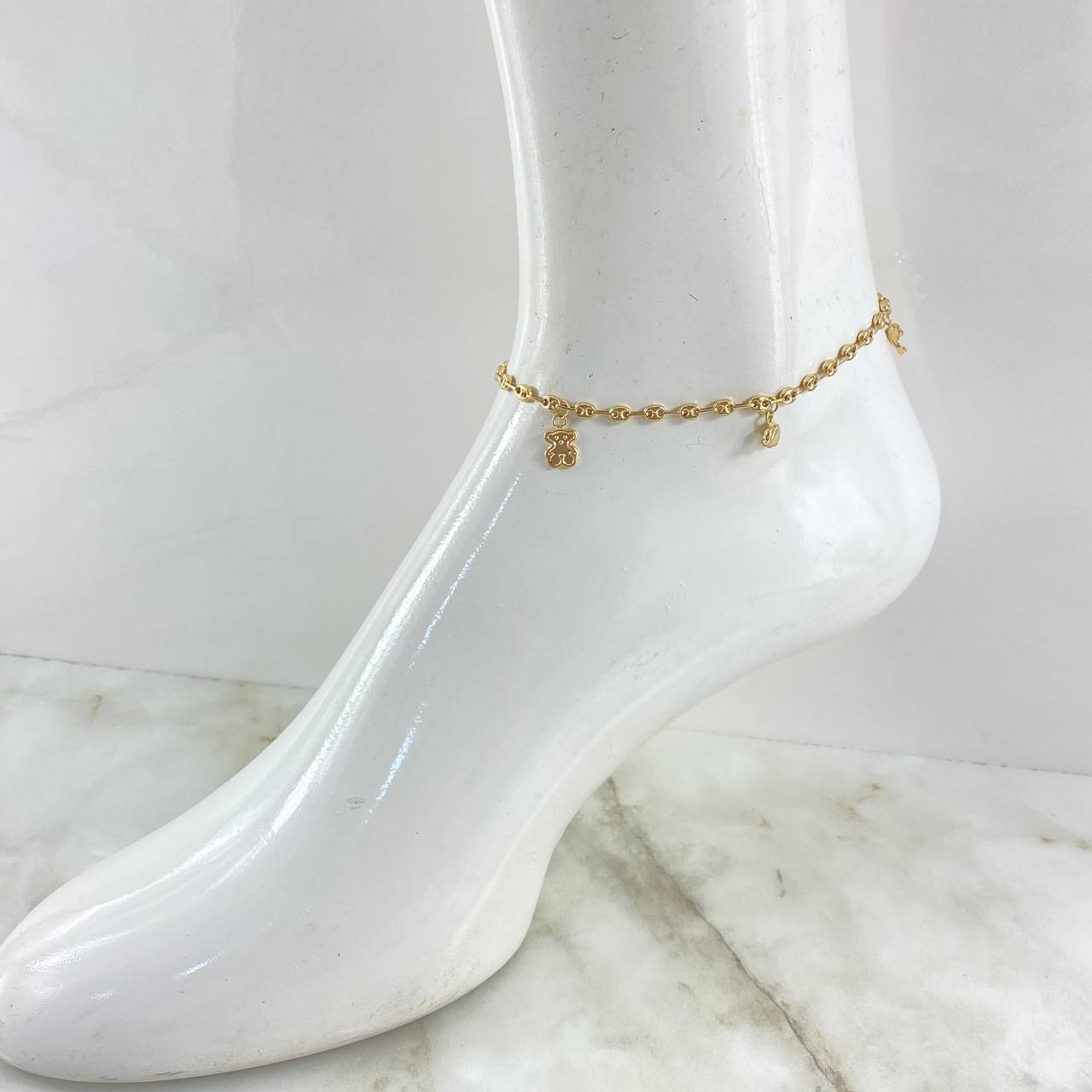 GC Calabrote Anklet 4.85gr / 24cm / Cat-Bear TS-Butterfly-Dolphin-Ladybug 18K Yellow Gold *