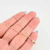 Set Cadena y Dije Flor Espejo + Cruz 1.25gr / 19 3/4 in / 1.3mm Oro Amarillo 18K