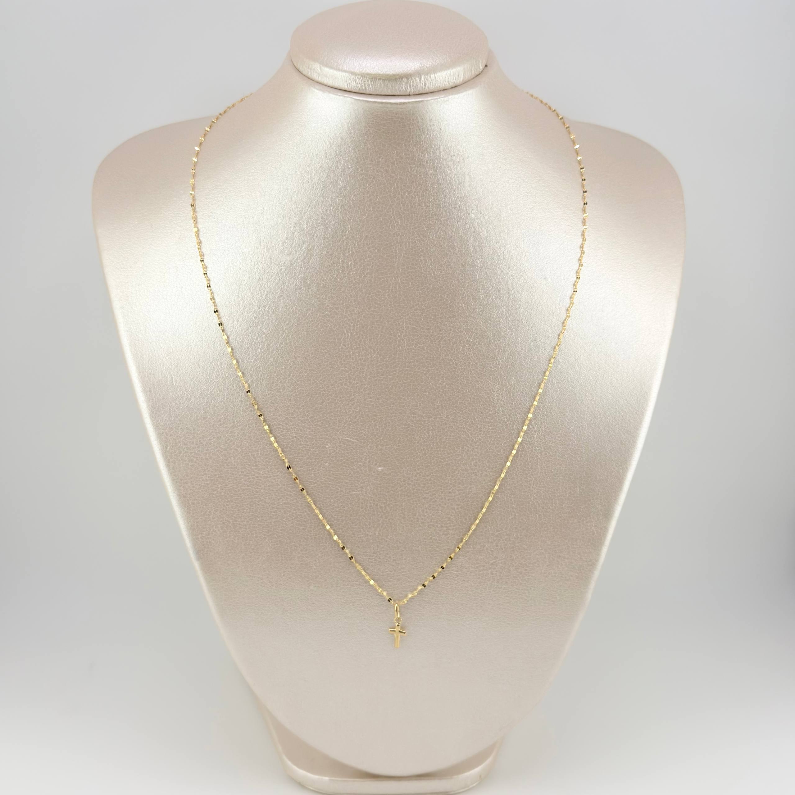 Set Cadena y Dije Flor Espejo + Cruz 1.25gr / 19 3/4 in / 1.3mm Oro Amarillo 18K