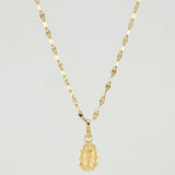 Set Cadena Flor De Espejo + Dije Dije Virgen De La Guadalupe / 1,25gr / 18 in Oro Amarillo 18K