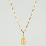 Set Cadena y Dije Flor Espejo + Virgen Guadalupe 1.25gr / 17 3/4 in / 1.3mm Oro Amarillo 18K *