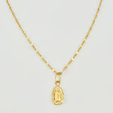 Set Cadena y Dije Flor Espejo + Virgen Guadalupe 1.25gr / 17 3/4 in / 1.3mm Oro Amarillo 18K *