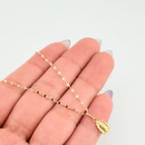 Set Cadena y Dije Flor Espejo + Virgen Guadalupe 1.25gr / 17 3/4 in / 1.3mm Oro Amarillo 18K *