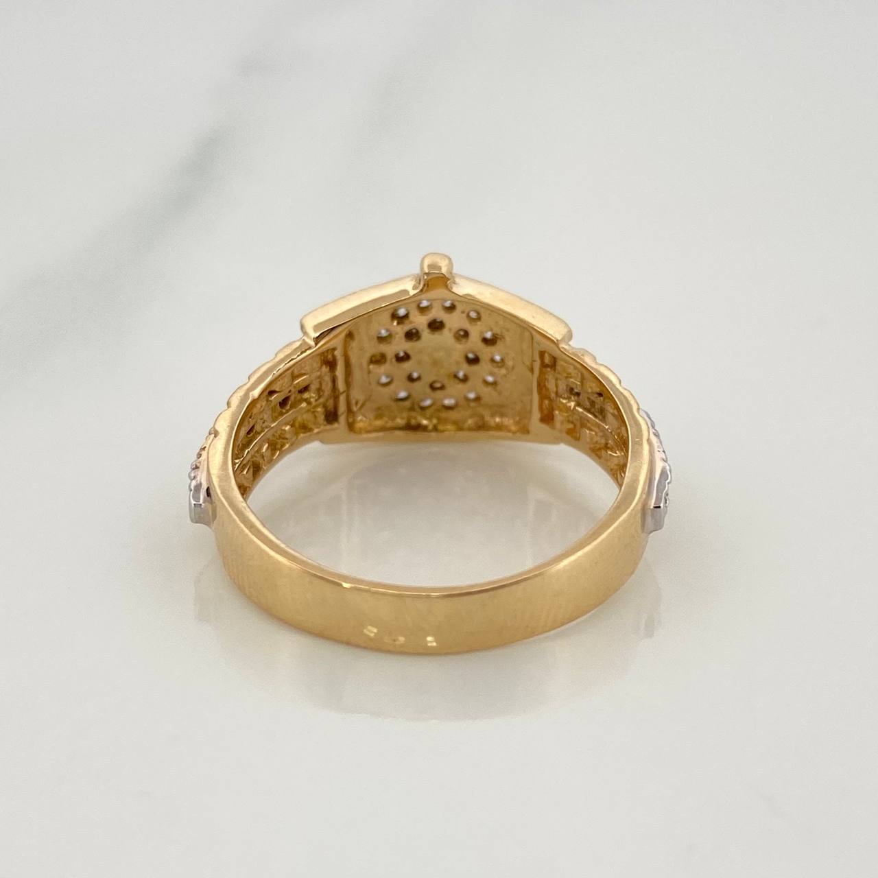 Anillo Corona 3.8gr / T6 1/4 / Dos Oros Amarillo Blanco 18K %