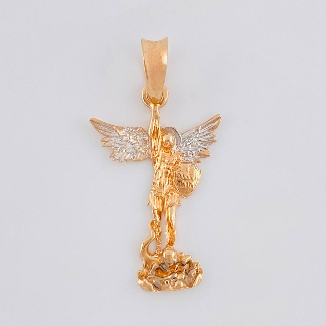 Dije San Miguel Arcangel 1.15 g / 1 in Dos Oros Blanco Rosa 18K