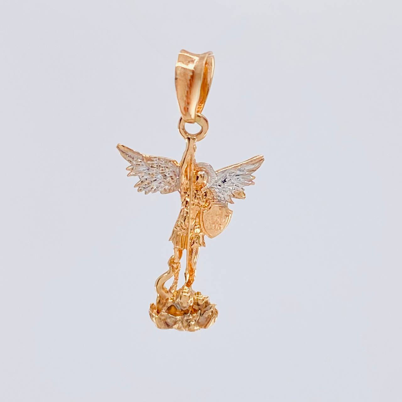 Dije San Miguel Arcangel 1.15 g / 1 in Dos Oros Blanco Rosa 18K