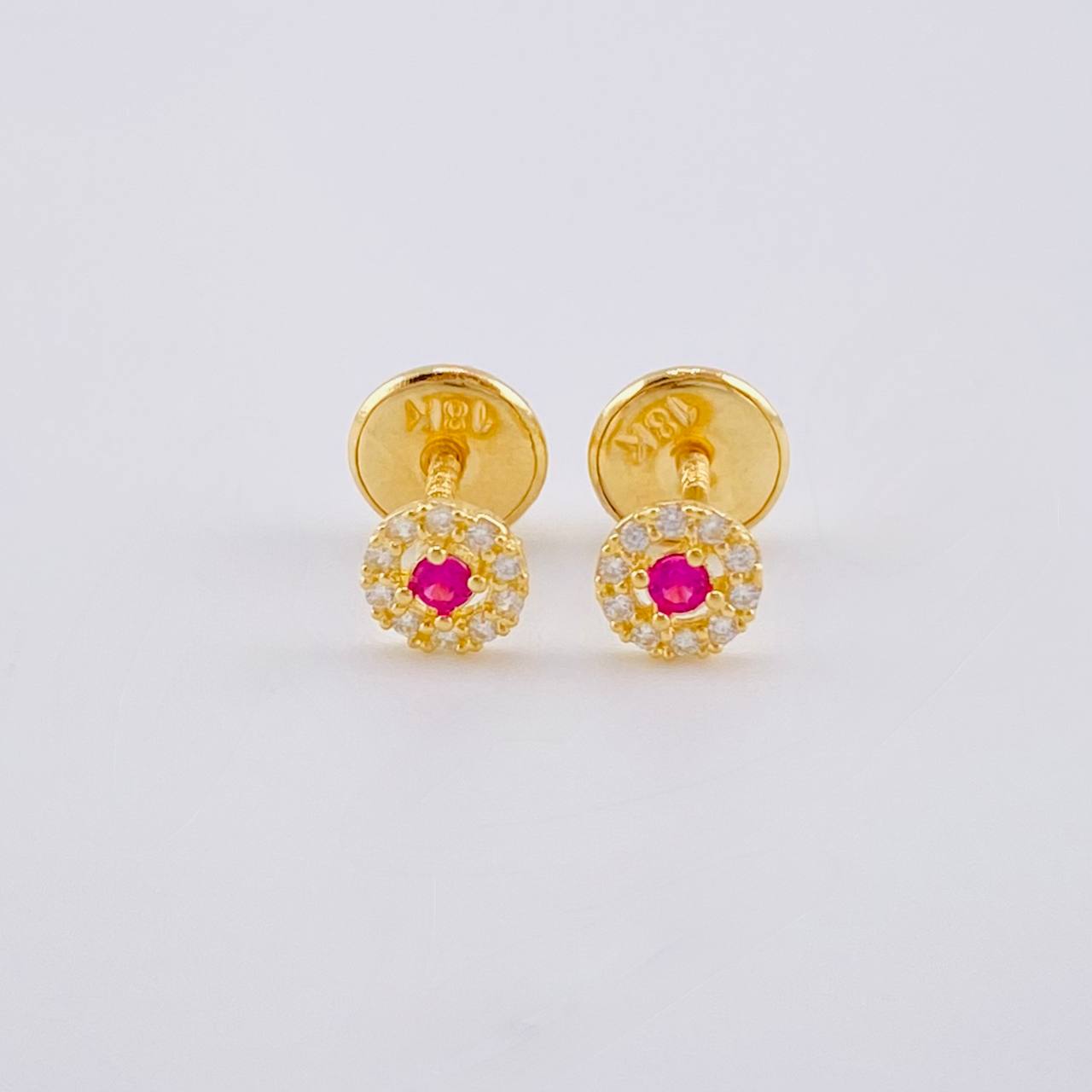 Topos Tupido Rojo 0.6 g / in / 8.4 mm Oro Amarillo 18K