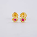 Topos Tupido Rojo 0.6 g / in / 8.4 mm Oro Amarillo 18K