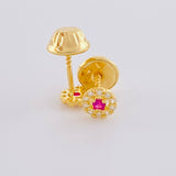 Topos Tupido Rojo 0.6 g / in / 8.4 mm Oro Amarillo 18K