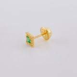 Topo Solitario Halo Cuadrado 0.3 g / in / 4.4 mm Oro Amarillo 18K