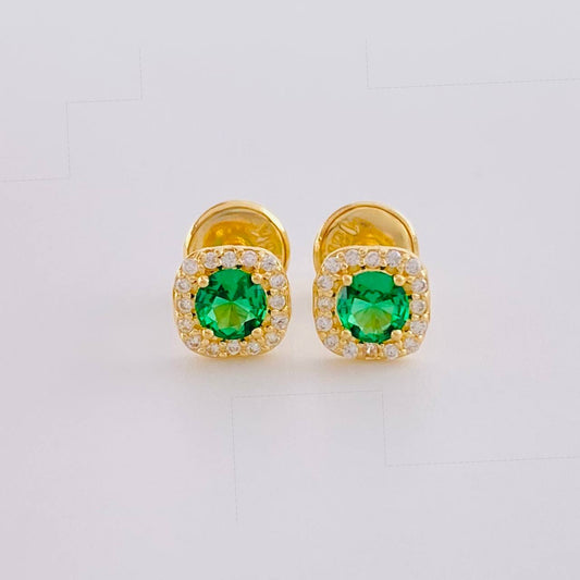 Stud Earrings Halo Oval Tips 0.85g / in / 5.7mm Yellow Gold 18K