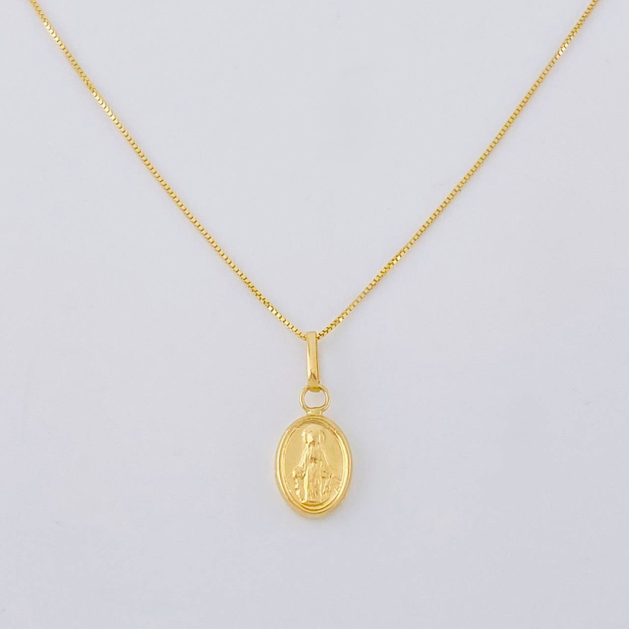 Set Cadena Veneciana + Dije Virgen Milagrosa / 1.25 g / 19 3/4 in Oro Amarillo 18K