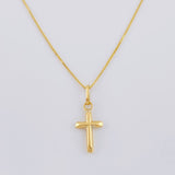Set Cadena Veneciana + Dije Cruz Lisa Puntas Planas / 1.2 g / 19 3/4 in Oro Amarillo 18K