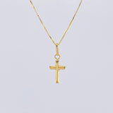 Set Cadena Veneciana + Dije Cruz Lisa Puntas Planas / 1.2 g / 19 3/4 in Oro Amarillo 18K