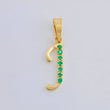 Dije Letra J Cursiva Esmeraldas 11Pts 0.8 g / 1 1/4 in Oro Amarillo 18K