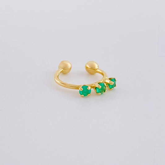 Piercing Green Crown Esmeraldas 18Pts 0.6 g / 1 in Oro Amarillo 18K