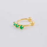 Piercing Green Crown Esmeraldas 18Pts 0.6 g / 1 in Oro Amarillo 18K