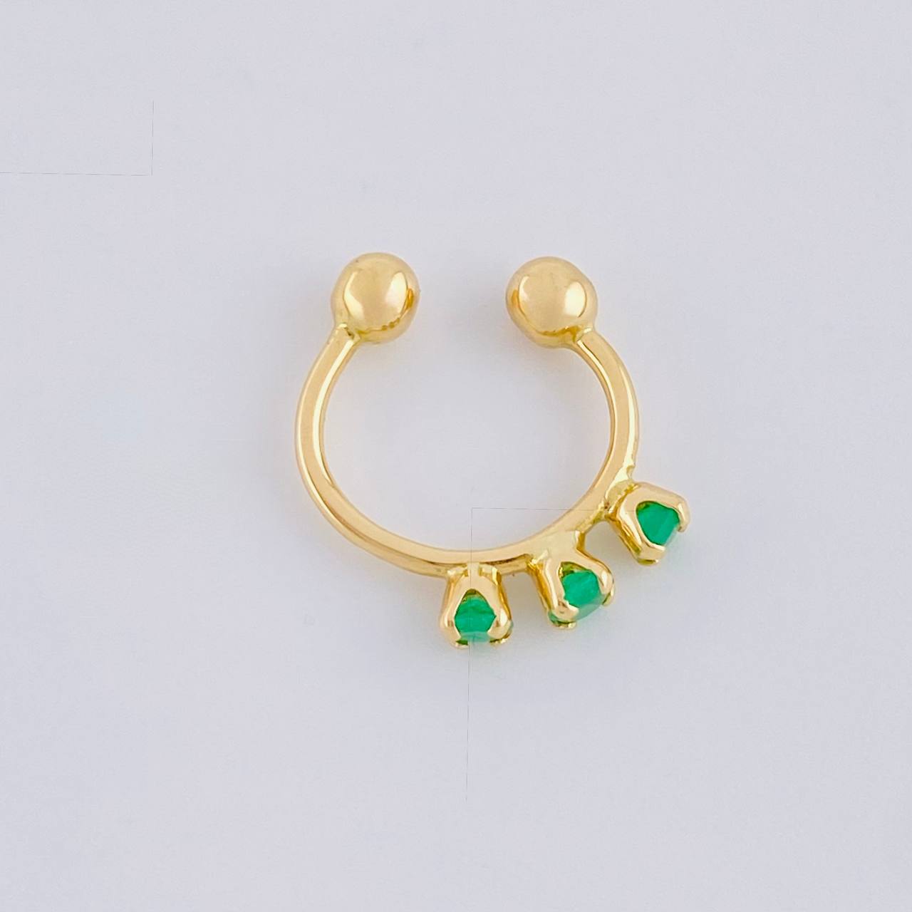 Piercing Green Crown Esmeraldas 18Pts 0.6 g / 1 in Oro Amarillo 18K