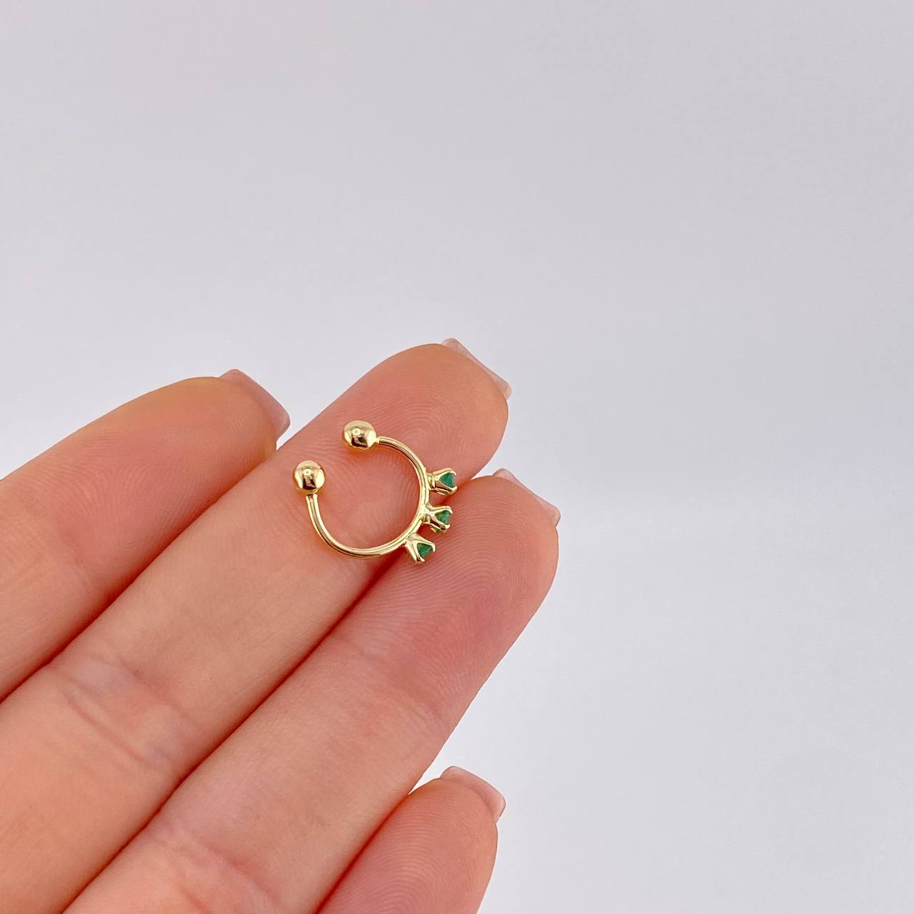 Piercing Green Crown Esmeraldas 18Pts 0.6 g / 1 in Oro Amarillo 18K