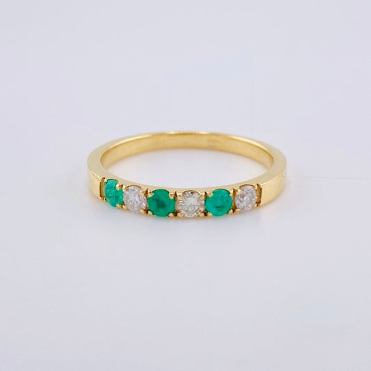 Anillo Churumbela Aura Esmeraldas 21Pts, Diamantades 21Pts 2.55 g / T7 3/4 Oro Amarillo 18K