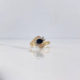 Heart Ring 1.95gr / Size 6 1/4 / Inverted Lines Black and White Zircons Two 18K Yellow and White Golds $