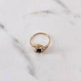 Heart Ring 1.95gr / Size 6 1/4 / Inverted Lines Black and White Zircons Two 18K Yellow and White Golds $