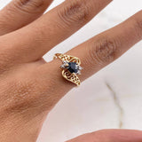 Heart Ring 1.95gr / Size 6 1/4 / Inverted Lines Black and White Zircons Two 18K Yellow and White Golds $