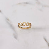 Hearts Ring 2.45gr / Size 6 3/4 / White Zircons 18K Yellow Gold $