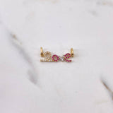 Pendant Love 1.2gr / 2.3cm / Fuchsia White Zircons Two 18K Yellow White Gold $