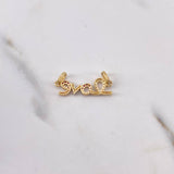 Pendant Love 1.2gr / 2.3cm / Fuchsia White Zircons Two 18K Yellow White Gold $