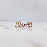 Pendant Love 1.2gr / 2.3cm / Fuchsia White Zircons Two 18K Yellow White Gold $