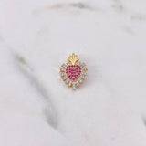 Pendant Pineapple Heart 2.05gr / 1.9cm / Fuchsia White Zircons Two Yellow White 18K Gold $