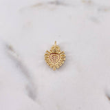 Pendant Pineapple Heart 2.05gr / 1.9cm / Fuchsia White Zircons Two Yellow White 18K Gold $