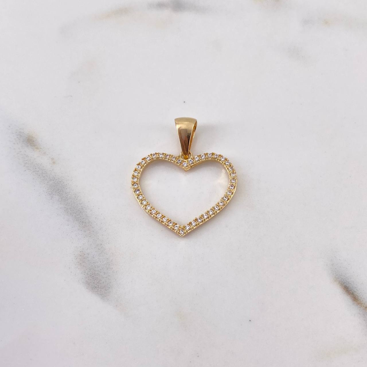 Pendant Heart Silhouette 1.7gr / 2.5cm / White Zirconia 18K Yellow Gold $