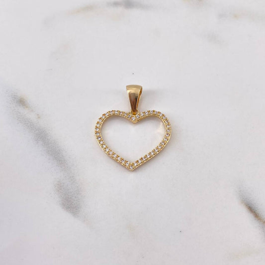 Pendant Heart Silhouette 1.7gr / 2.5cm / White Zirconia 18K Yellow Gold $