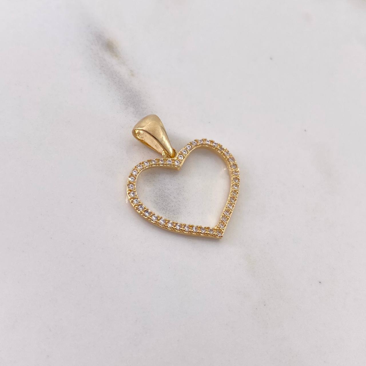Pendant Heart Silhouette 1.7gr / 2.5cm / White Zirconia 18K Yellow Gold $