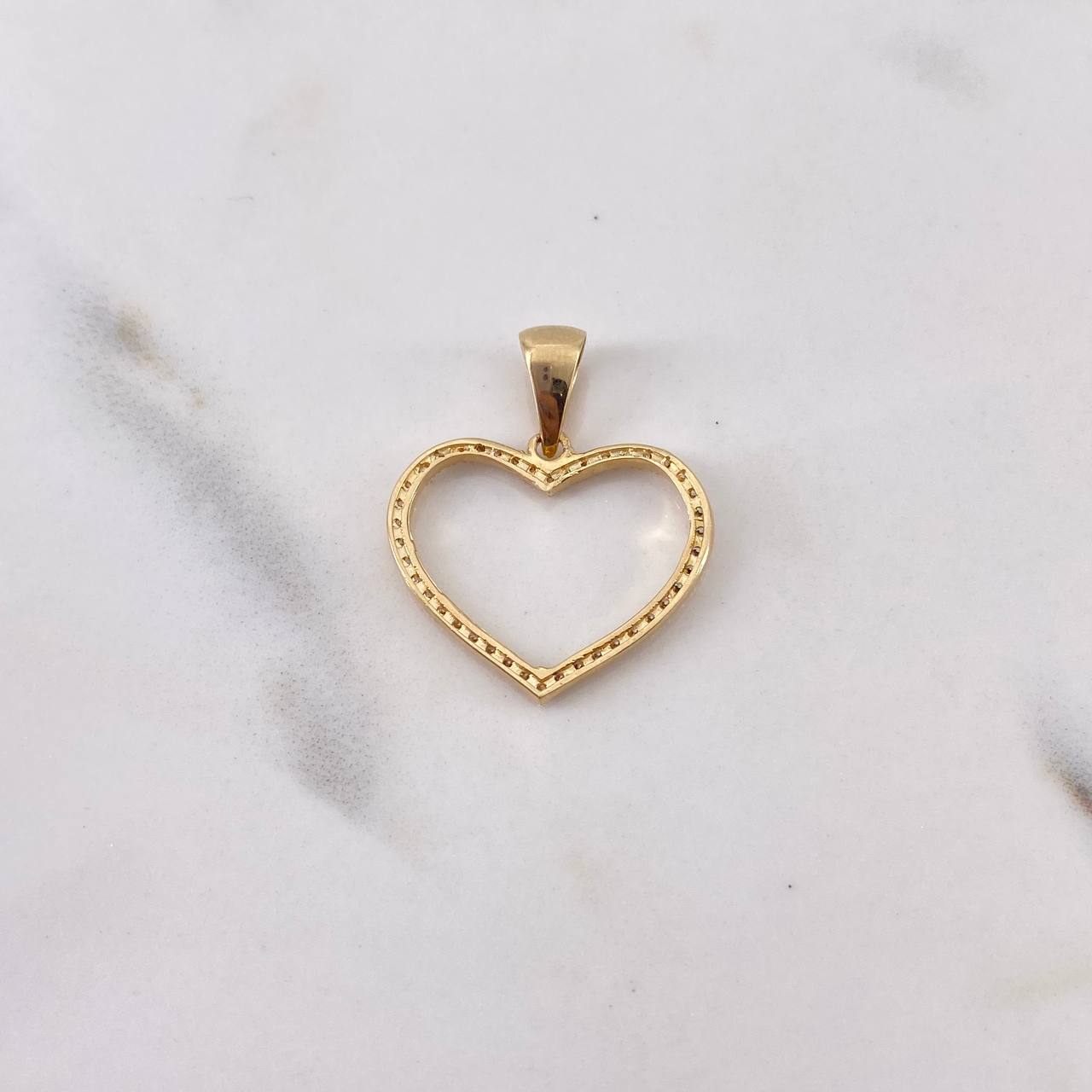 Pendant Heart Silhouette 1.7gr / 2.5cm / White Zirconia 18K Yellow Gold $