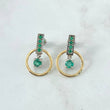 Stud Earrings Pendant In Hoop 3.75gr / 2.2cm / Emeralds 66Pts   18K Yellow Gold ©